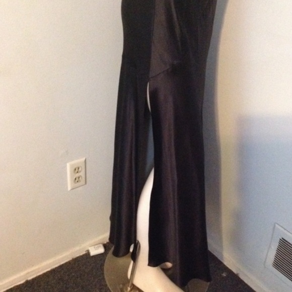 Vintage 90’s Y2K 100% Silk Dress Satin Slip Dress Silk Slip Dress Black Noir - Picture 9 of 13